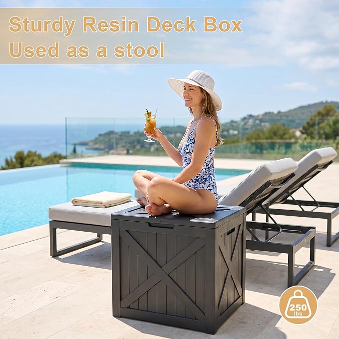32 Gallon Resin Deck Box Outdoor, Waterproof Lockable Delivery Storage Box - Image 5