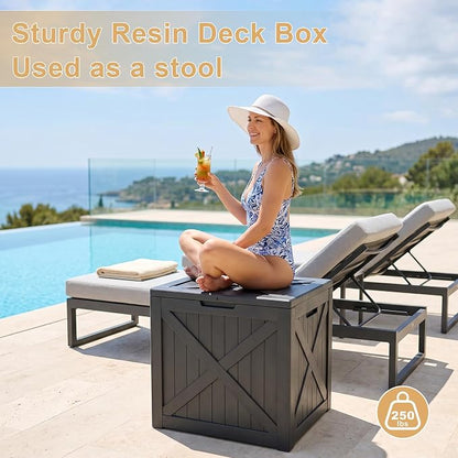32 Gallon Resin Deck Box Outdoor, Waterproof Lockable Delivery Storage Box - Image 5