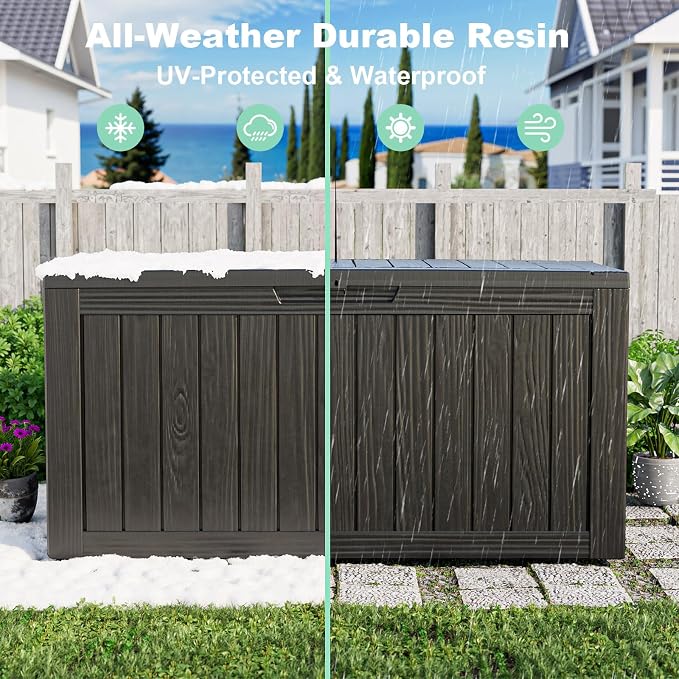 75 Gallon Resin Deck Box, Lockable Patio Outdoor Storage Box - Image 4