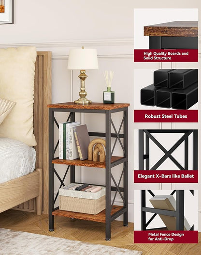 YMYNY 3 Tiers Bookcase, Industrial Metal Bookshelf - Image 5