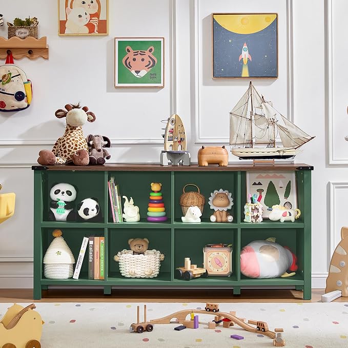 Joaxswe 8 Cube Storage Organizer, Farmhouse Green 62 Inch Wide Horizontal - Image 8