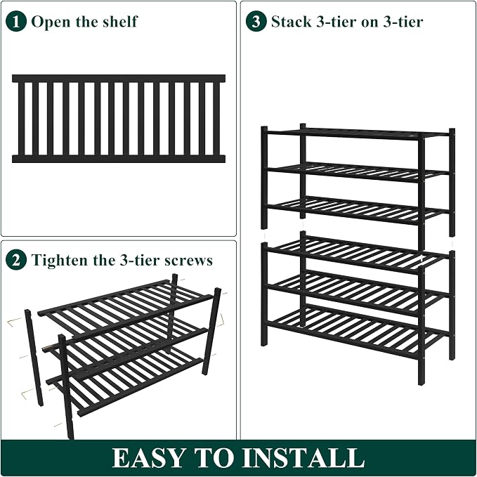 Smiry Bamboo Shoe Rack for Closet, 6 Tier Wooden Stackable Shoe Organizer - Image 5