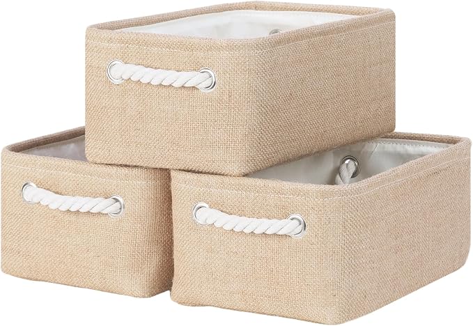 Bidtakay Small Storage Baskets for Shelves 3 Pack Fabric Storage Bins for by BidtakayBaskets