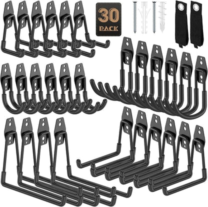 30 Pack Utility Steel Heavy Duty Wall Mount Garage Hooks, by YouthZeal