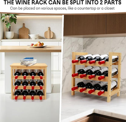 Wine Rack Free Standing Floor, 6-Tier 24 Bottles Display Wine Storage Shelves - Image 3