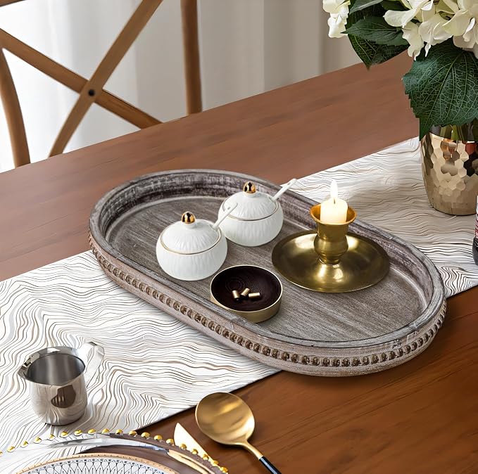 MAONAME Wood Serving Tray, Farmhouse Wooden Tray - Image 4
