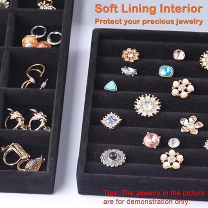 Set of 8 Velvet Jewelry Drawer Organizer Inserts, Stackable Trays - Image 2