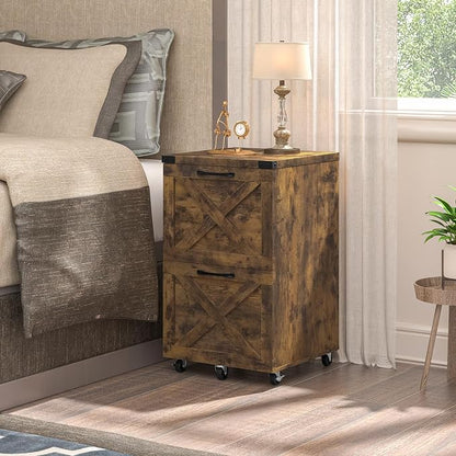 Halitaa Farmhouse 2 Drawer Small File Cabinet - Image 4