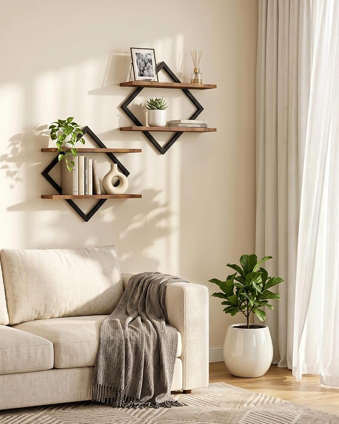 CHOEZON Floating Shelves, 2-Tier Hanging Shelves, Wall Shelf Set of 2, Wall - Image 8
