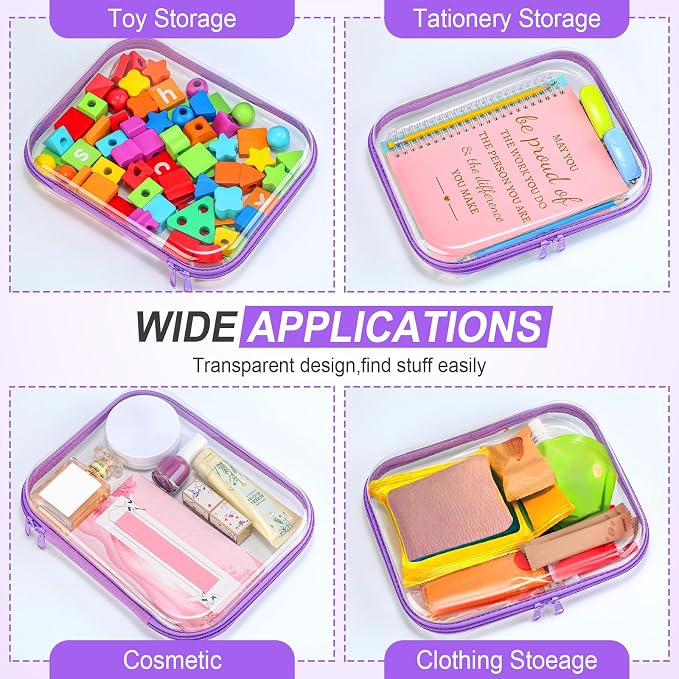 Sanwuta 6 Pcs Clear Hard Zipper Case Pencil Pouches Hard Plastic Zipper Pouches - Image 7