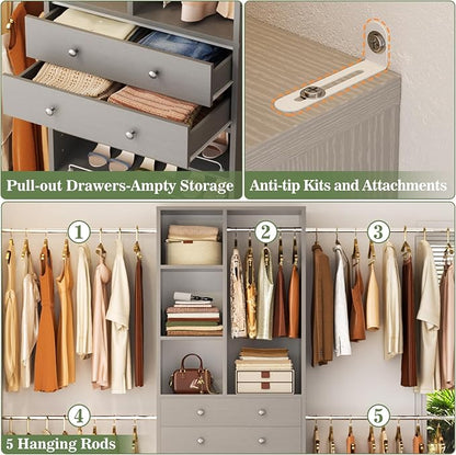Besiost Closet System, 4.2–8.8 FT Closet Organizer - Image 4