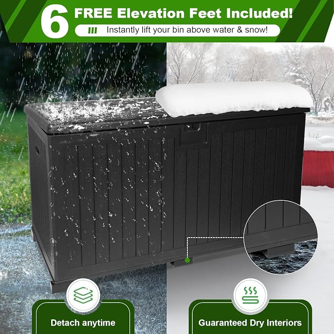 230 Gallon Outdoor Storage Box Waterproof, Extra Large Plastic Outside Deck Box - Image 5