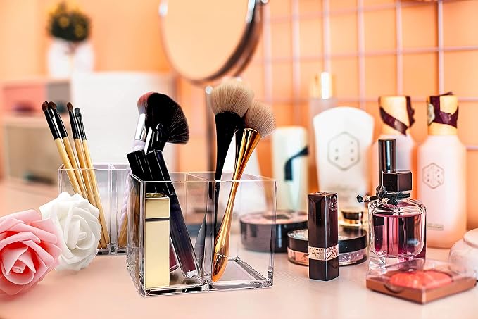 2pcs Makeup Brush Holder, Acrylic Clear Organizer - Image 4