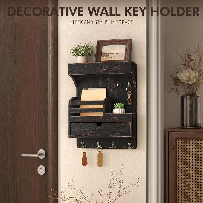 Rebee Vision Pine Wood Key Holder Wall Mount - Image 6
