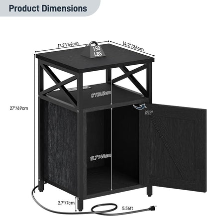 Night Stand Set 2 with Charging Station and Lock, Wooden Nightstands, Lockable - Image 3