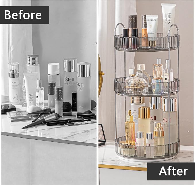 Rotating Makeup Organizer for Vanity, Large Capacity Skincare Perfume Storage - Image 4