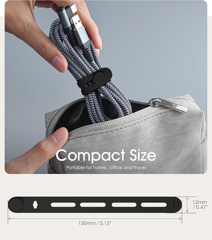 20Pcs Nearockle Silicone Cable Ties, 5.12 Inch Adjustable Cord Organizer - Image 2