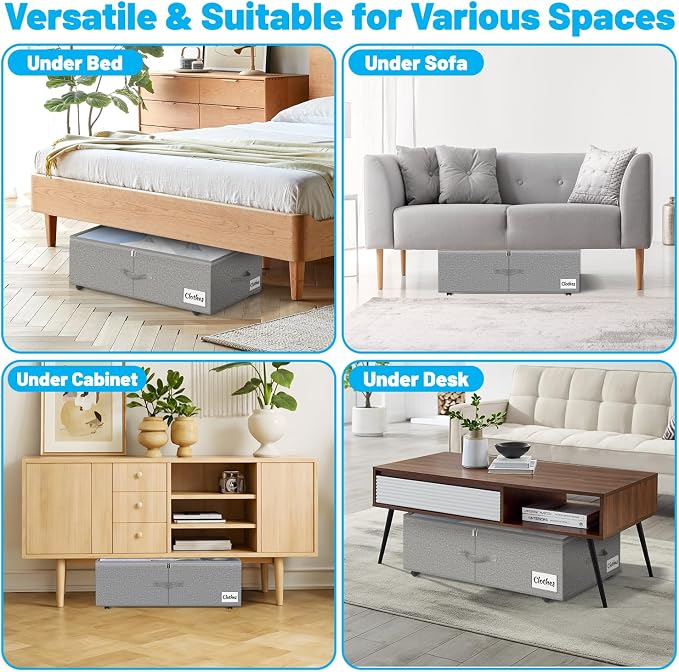 Under Bed Storage with Wheels, Quick Assembly Underbed Shoe Storage Containers - Image 5