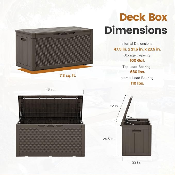 Greesum 100 Gallon Resin Patio Storage Box - Image 7