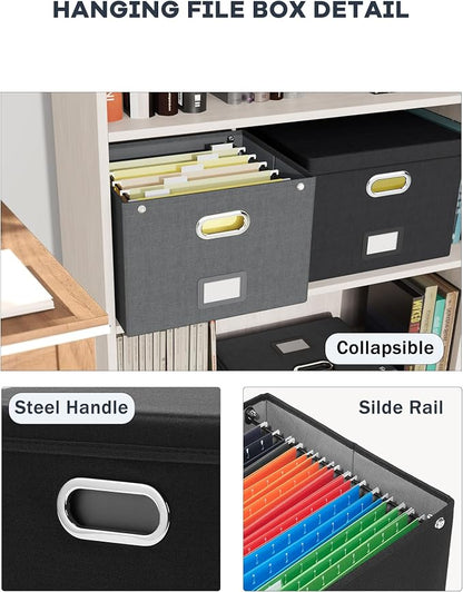 File Organizer Box with Lid, Large Hanging Filing Box with Mesh Pocket - Image 3