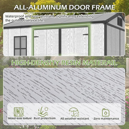 10 x 8 FT Plastic Outdoor Garden Shed, All-Weather Resin Storage Shed - Image 6