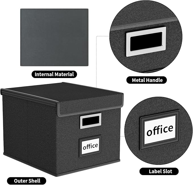 File Organizer Box with Lids, Collapsible File Folder Organizer | File Box with - Image 3