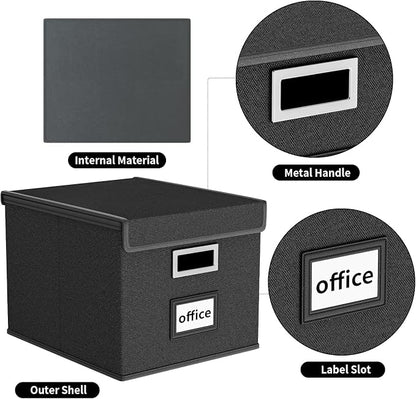 File Organizer Box with Lids, Collapsible File Folder Organizer | File Box with - Image 3