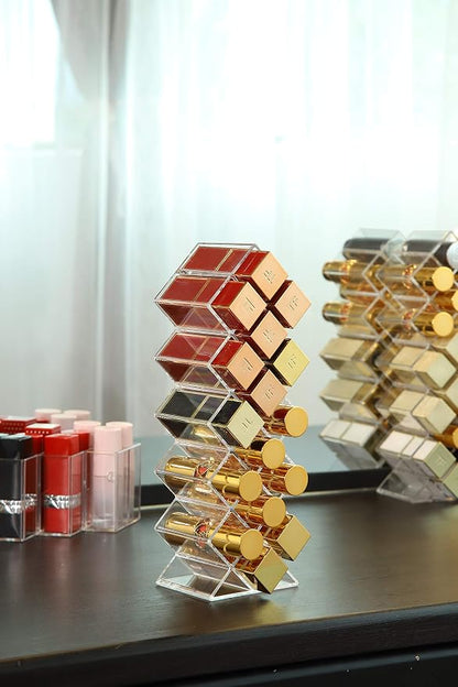 Lipstick Holder Organizer 16 Spaces Acrylic Stackable Fish Shape Lipstick Tower - Image 4