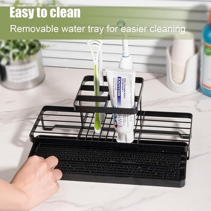 Toothbrush Holders Toothpaste Organizer Bathroom Accessories, Matte Black | - Image 3