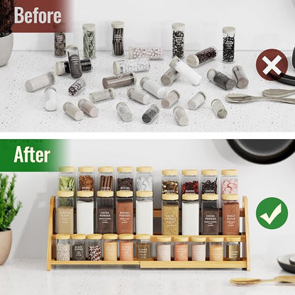 NiHome Cabinet & Countertop Expandable 3-Tier Bamboo Spice Rack - Image 5