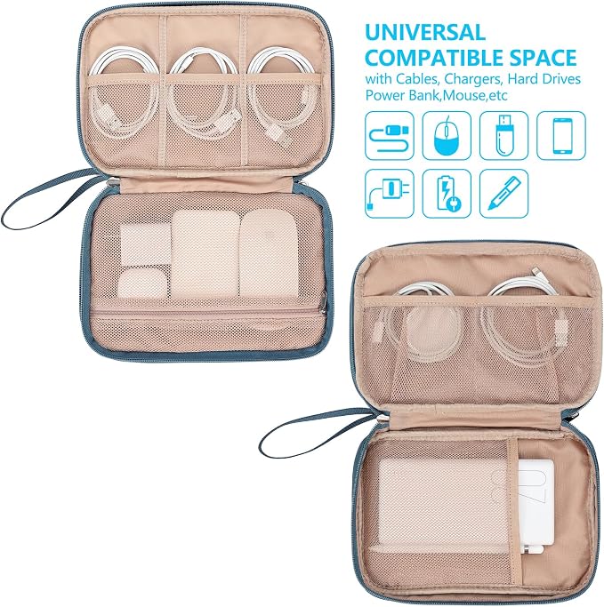 NISHEL Travel Cord Organizer Case, Double Layers Tech Electronic Bag, Essentials - Image 2