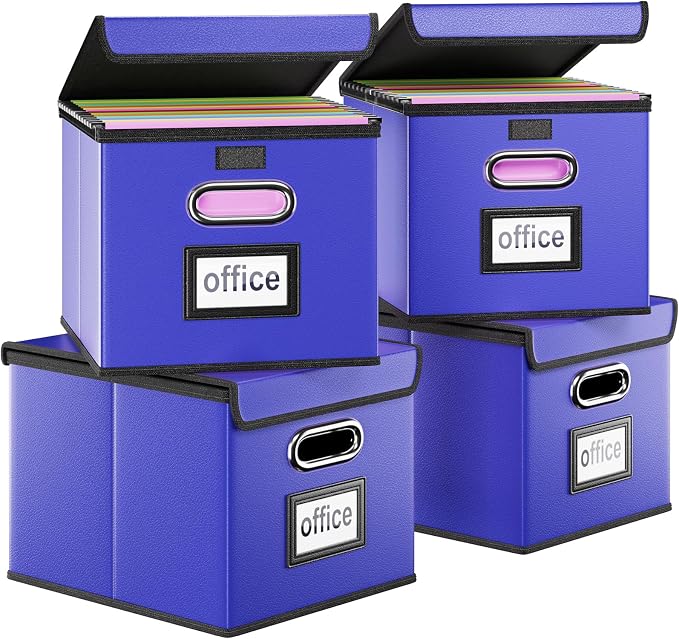 File Organizer Box with Lids, Collapsible File Folder Organizer | File Box with by Huolewa