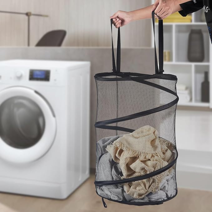 Mesh Popup Laundry Hamper 115L Foldable Laundry Basket Extra Large Capacity - Image 5