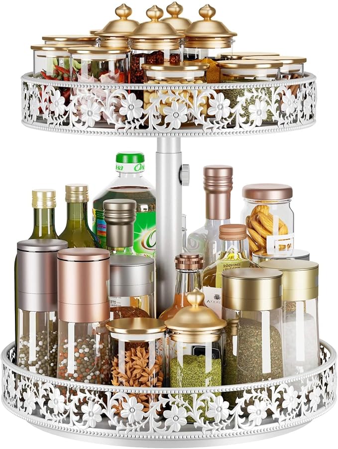 2 Tier Lazy Susan Organizer Turntable, 12 Inch, Easy Assembly & Cleaning - Image 9
