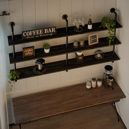HDDFER Floating Shelves 70 inch Wall Bookshelf Industrial Pipe Shelving Shelves - Image 4
