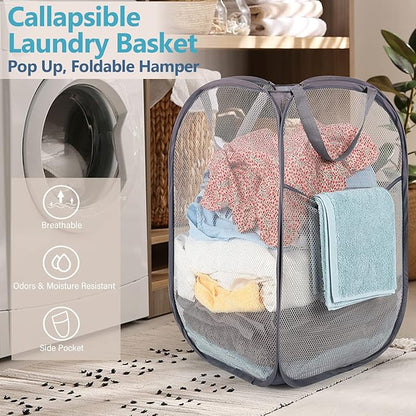 BATTOO Deluxe Strong Mesh Pop up Laundry Hamper Basket - Image 4
