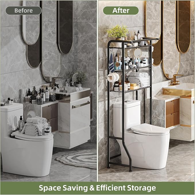 Simple Trending Over The Toilet Storage Cabinet, Metal Bathroom Shelf Organizer - Image 5