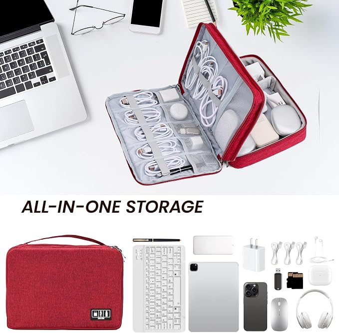 Large Electronic Organizer Travel Case, Double Layer Tech Pouch - Image 6
