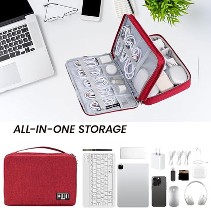 Large Electronic Organizer Travel Case, Double Layer Tech Pouch - Image 6
