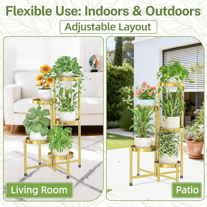 iDavosic.ly Plant Stand Indoor Outdoor, 5 Tier Corner Metal Flower Display - Image 6