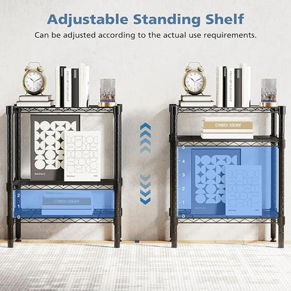 DUMOS 3-Tier Metal Wire Storage Shelves, Adjustable Standing Storage Rack Shelf - Image 6