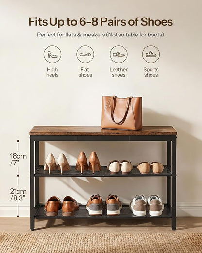 HOOBRO Shoe Bench, 3-Tier Shoe Rack, Industrial Shoe Organizer Storage Bench - Image 7