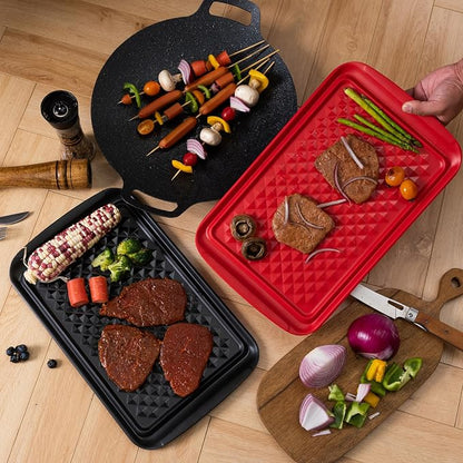 LEHAHA Grilling Prep and Serve Trays, BBQ Serving Platter, Melamine Serving - Image 2