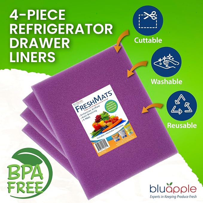 Bluapple FreshMats, Refrigerator Liner, Fridge Drawer Mats, Crisper Life - Image 3