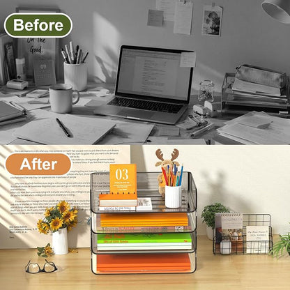 FANXIYQ 4-Tier Acrylic Paper Tray Organizer, Tool-Free Design - Image 6
