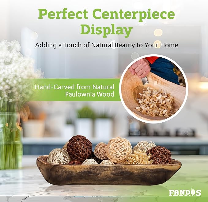 FANDOS Wooden Dough Bowl for Decor - Image 3