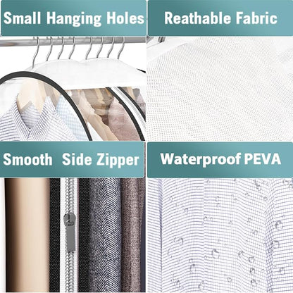 Liuoud Clear Garment Bag for Hanging Clothes 10” Gusseted, 40&60” Suit Bags for - Image 7