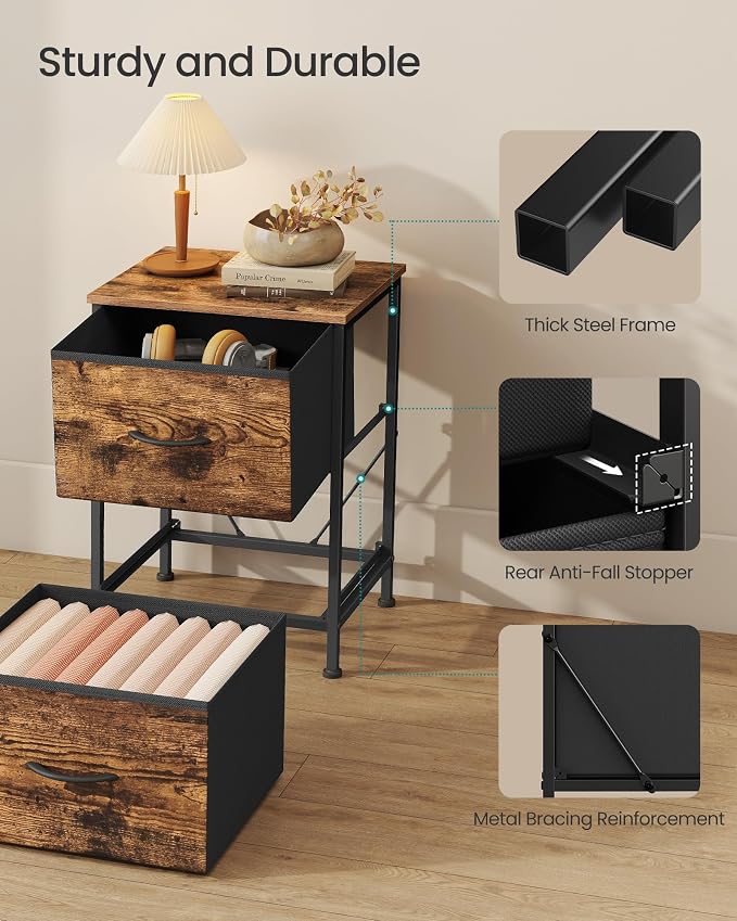 SONGMICS Dresser for Bedroom, Chest of Drawers, Nightstand, 2 Non-Woven Fabric - Image 6