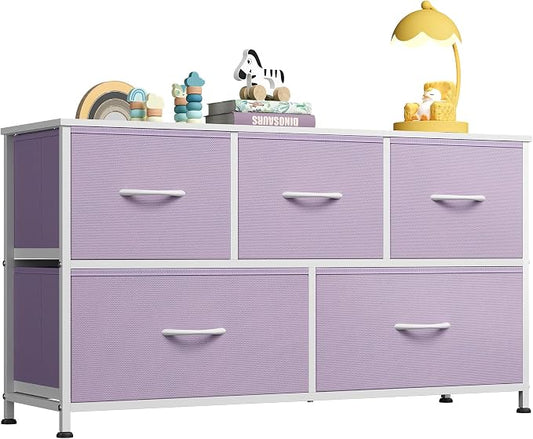 WLIVE Wide Dresser for Bedroom, 5 Drawer Chest of Drawers, Wide storage design by WLIVE