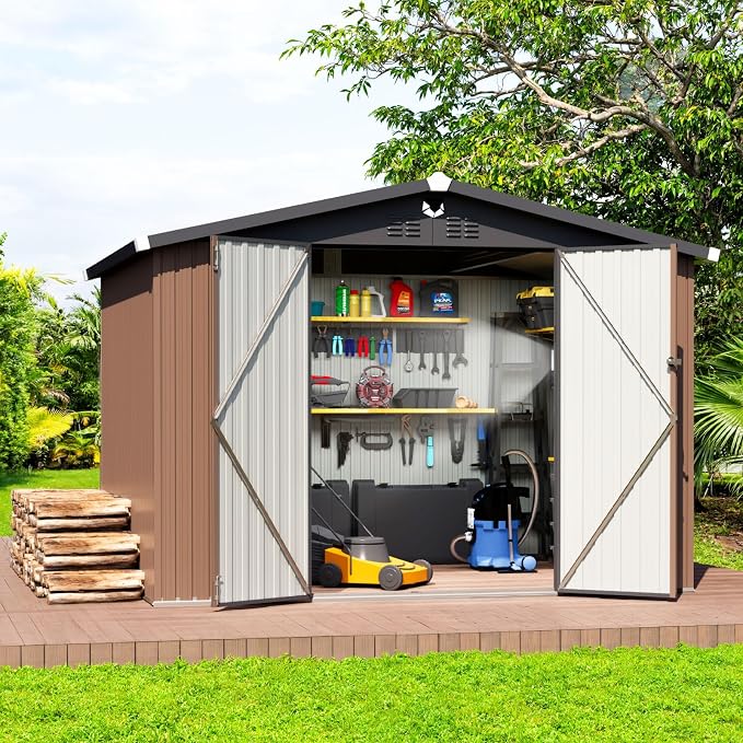 Metal Storage Shed, 10x8 Outdoor Storage Building, Large Backyard Garden Sheds by Sannwsg